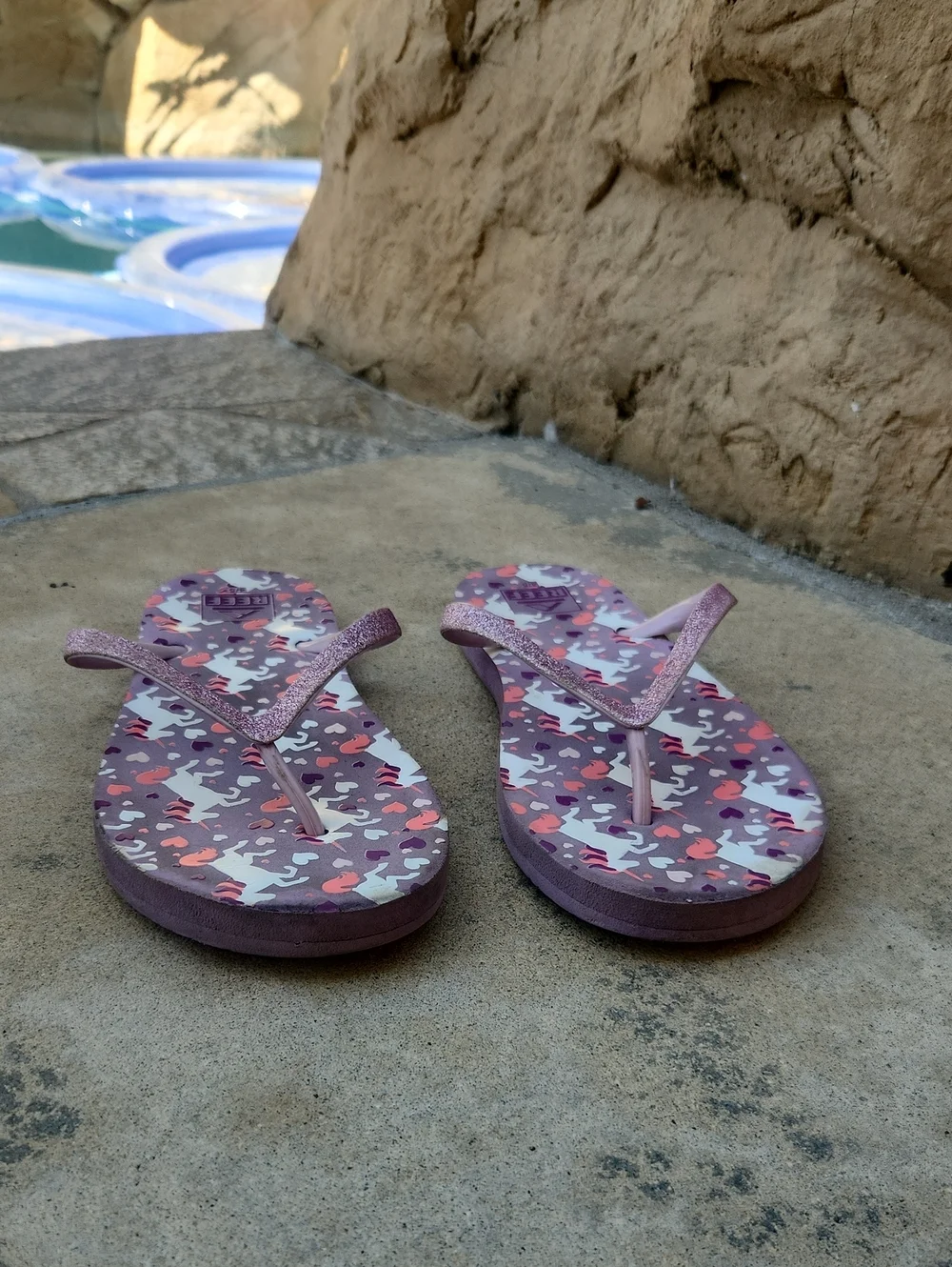 Reef Little Stargazer Prints Kids Unicorn Flip Flops Size 4/5